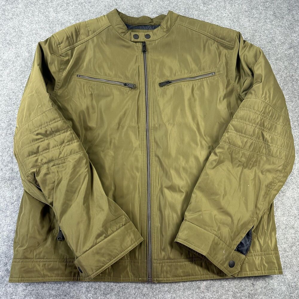 Lucky Brand Jacket Mens XL Green Motorcycle Full Zip Insulated Biker Moto